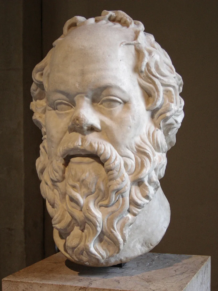 A marble portrait bust of Socrates in the Louvre.